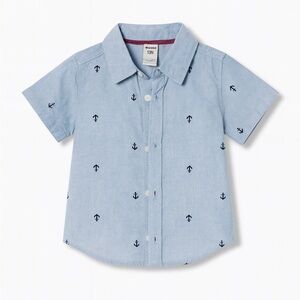 Carter's Light Blue Anchor Print Button Down Shirt